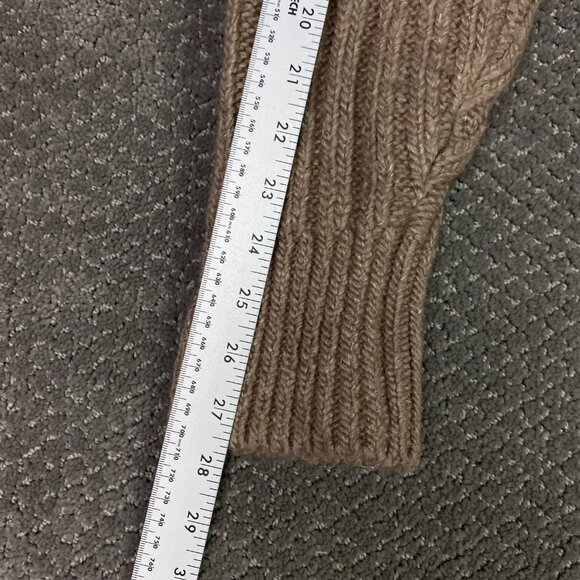 LL Bean Cardigan Sweater Mens Large Brown Heavy Wool Cable Knit Fisherman Chunky - Picture 12 of 12